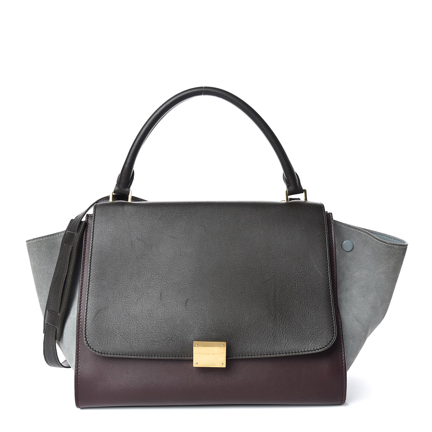 Celine Smooth Calfskin Suede Medium Tri-Color Trapeze Dark Grey 1 of 14