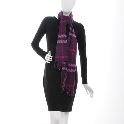Burberry Cashmere Giant Check Fringe Fringe Scarf Plum 2 of 6