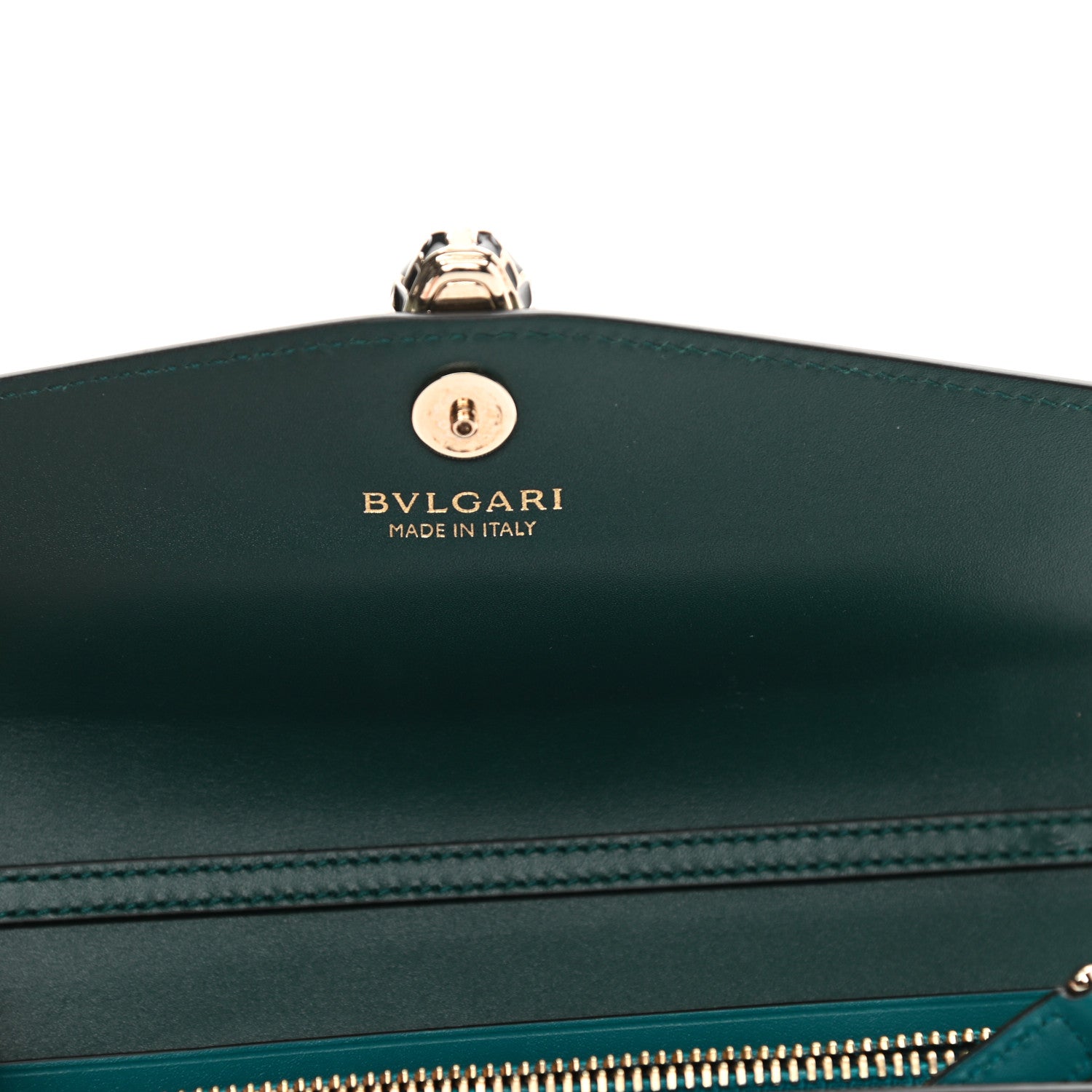 Bulgari Calfskin Serpenti Forever Chain Wallet Green 6 of 14