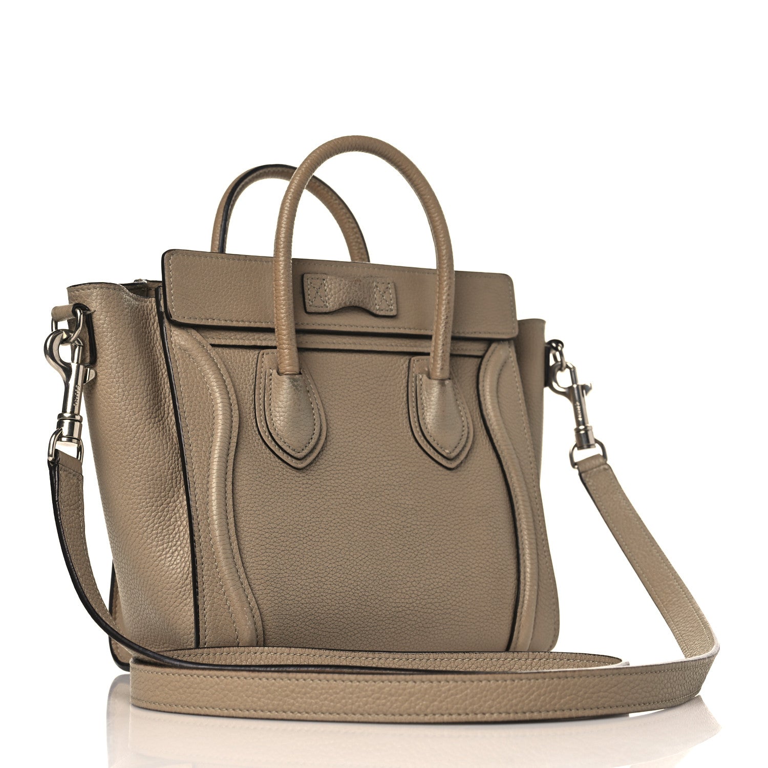 Celine Drummed Calfskin Nano Luggage Dune 3 of 12