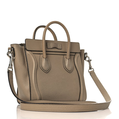 Celine Drummed Calfskin Nano Luggage Dune 3 of 12