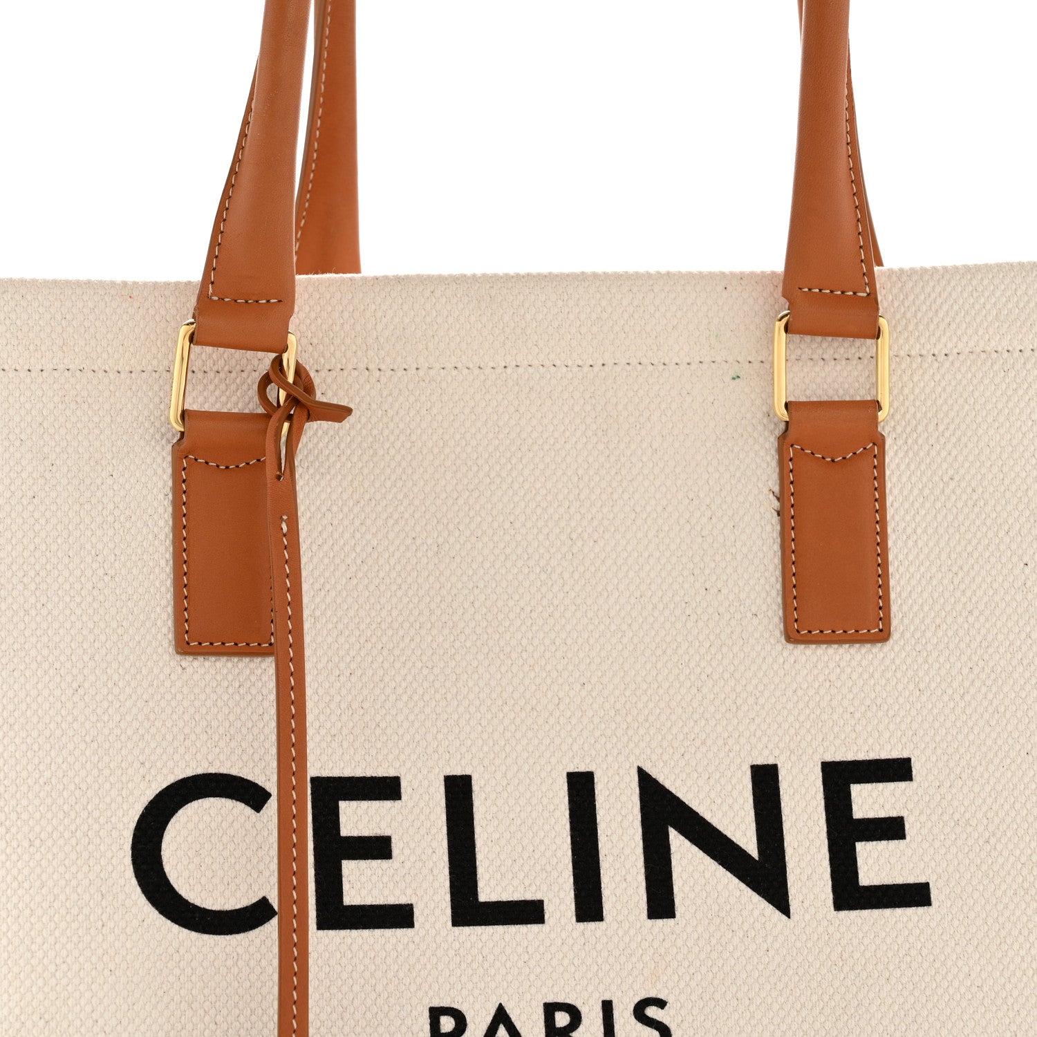 Celine Canvas Calfskin Horizontal Cabas Natural Tan 10 of 14