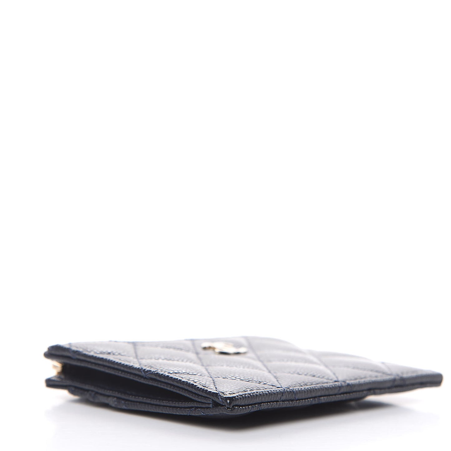 Caviar Quilted CC Zip Card Holder Navy Blue