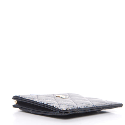 Chanel Caviar Quilted CC Zip Card Holder Navy Blue 4 of 8