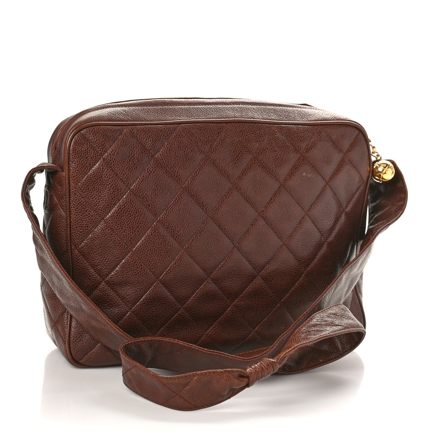 Caviar Quilted Camera Case Brown