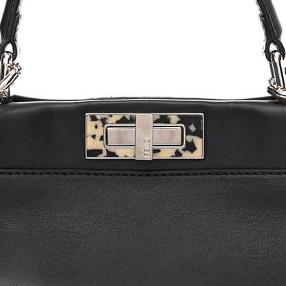Fendi Vitello Dolce Shiny Nappa Plexglass Granite Medium Peekaboo Iconic Satchel Black 9 of 11