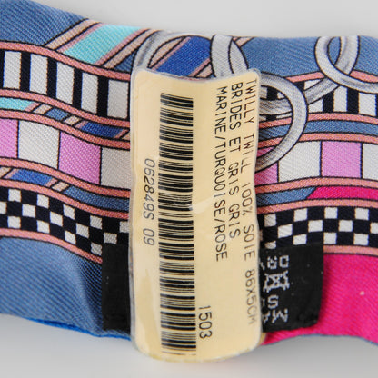 Hermes Silk Brides et Gris-Gris Twilly Marine Turquoise Rose 6 of 6