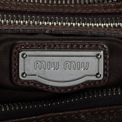 Miu Miu Nappa Patch Petals Satchel Brown 6 of 9