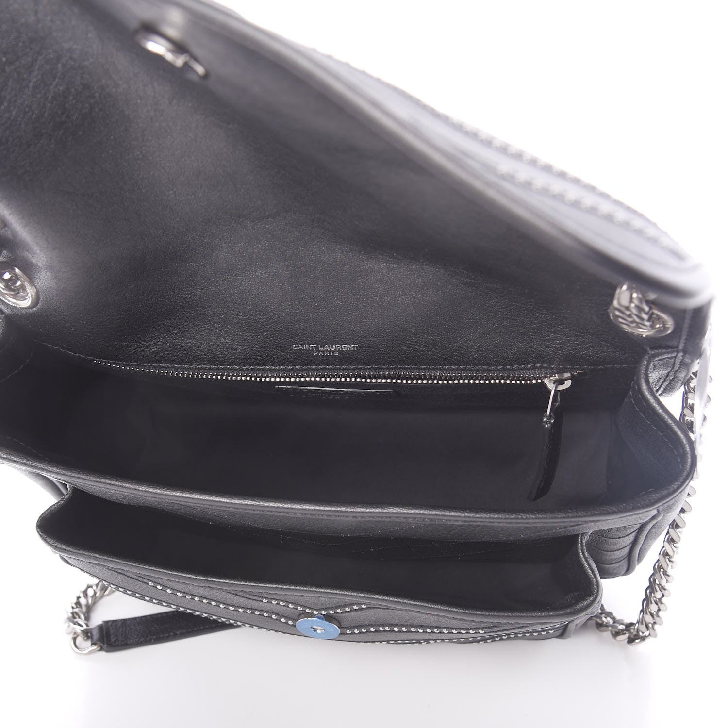 Saint Laurent Lambskin Matelasse Monogram Microstud Medium Niki Chain Satchel Black 5 of 9