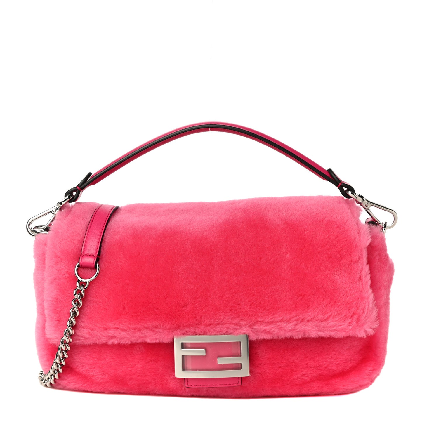 Shearling Shiny Nappa Baguette Rosa Fluo
