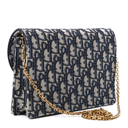Christian Dior Oblique Saddle Chain Pouch Blue 3 of 11