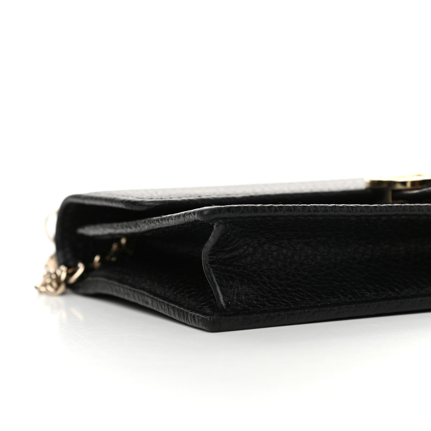 Dollar Calfskin Interlocking G Chain Wallet Black
