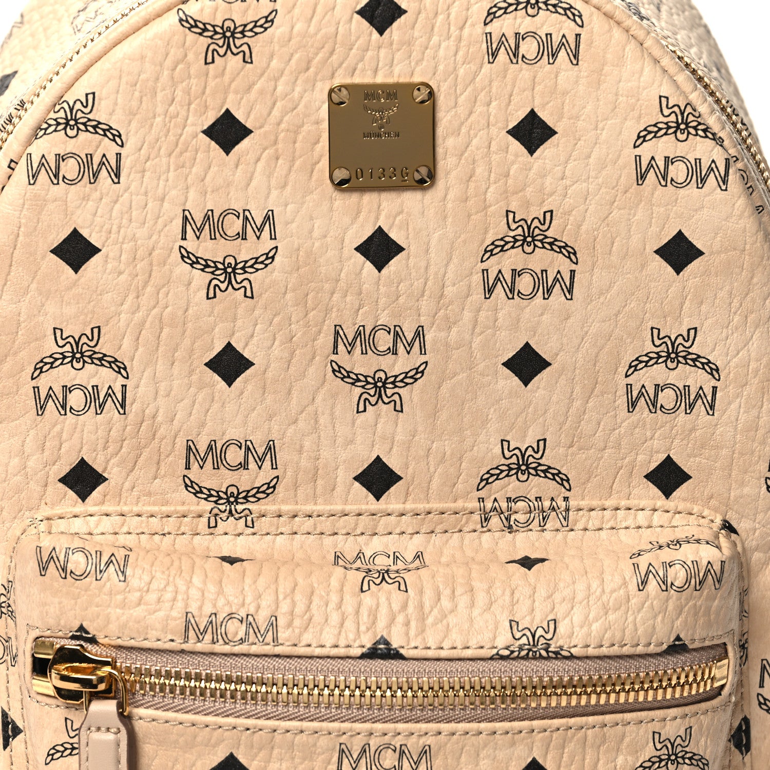 MCM Visetos Small Side Stud Stark Backpack Beige 7 of 9