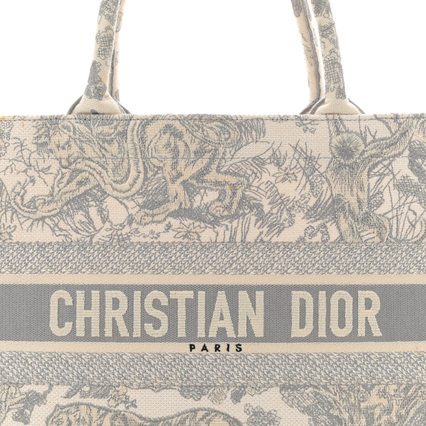 Canvas Embroidered Medium Dioriviera Toile De Jouy Book Tote Gray