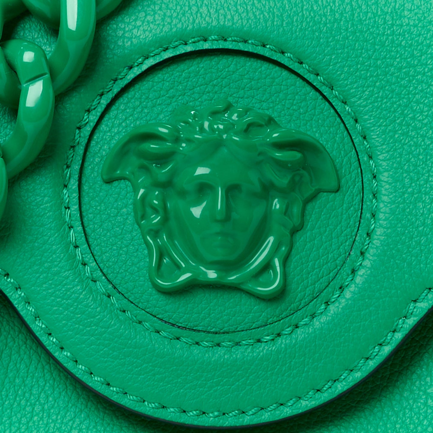 Grained Calfskin Small La Medusa Bag Green