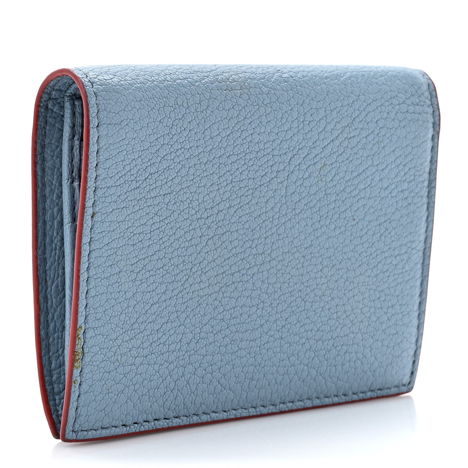 Miu Miu Goatskin Madras Love Wallet Blue Red 3 of 11