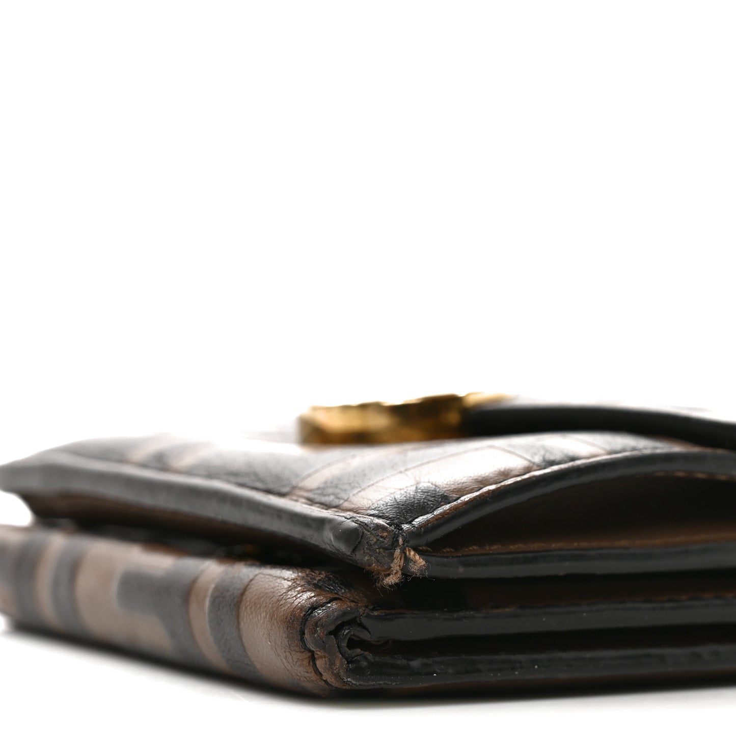Vitello Liberty F is Fendi FF 1974 Embossed Micro Tri-Fold Envelope Wallet