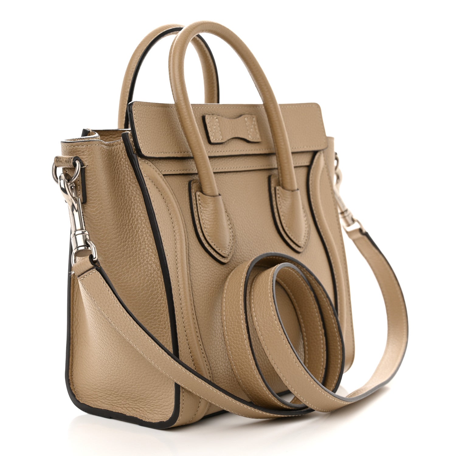 Celine Drummed Calfskin Nano Luggage Dune 3 of 13