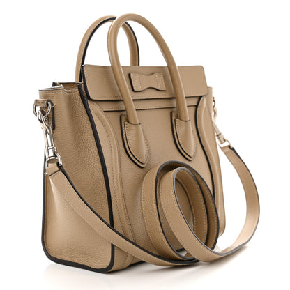 Celine Drummed Calfskin Nano Luggage Dune 3 of 13