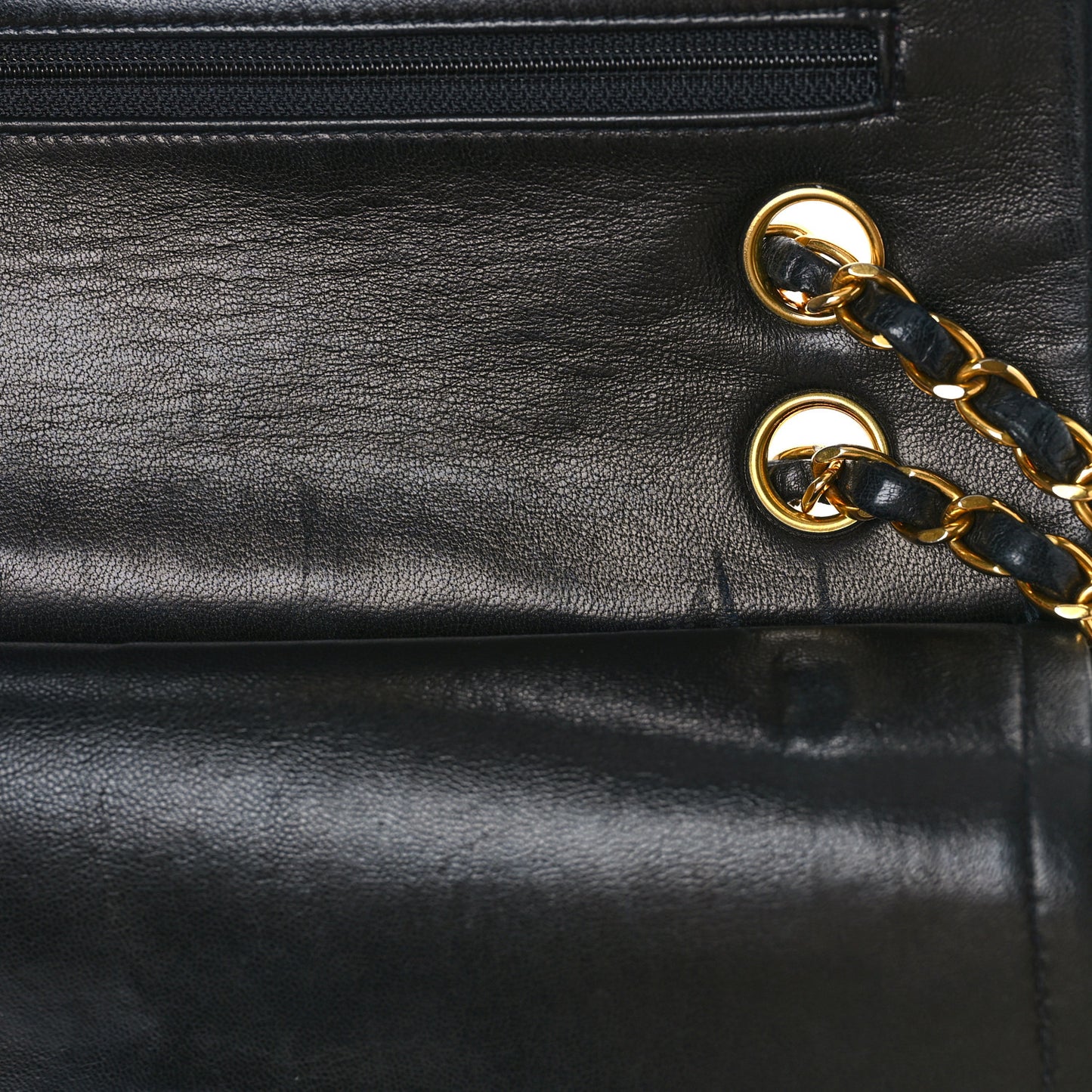 Lambskin Quilted Medium Double Flap Black
