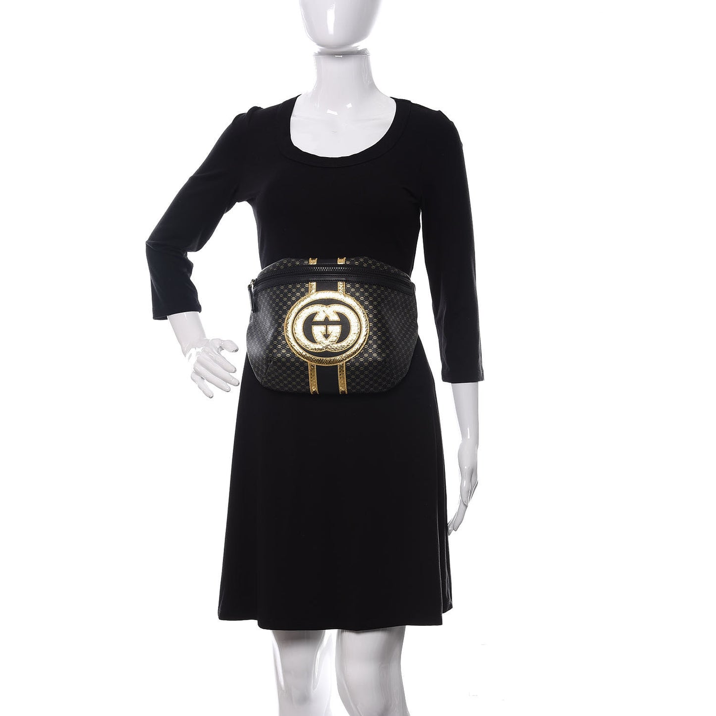 X DAPPER DAN Calfskin Laminated Ayers GG Micro Monogram Belt Bag Black