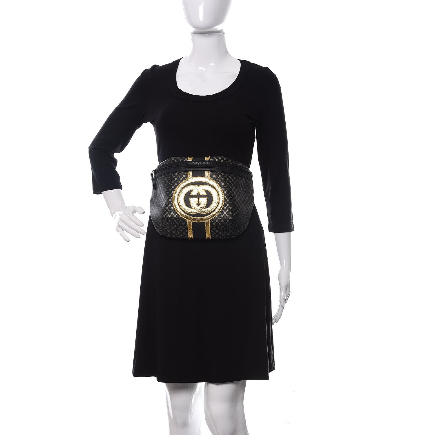 Gucci X DAPPER DAN Calfskin Laminated Ayers GG Micro Monogram Belt Bag Black 2 of 11
