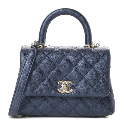 Chanel Iridescent Caviar Quilted Extra Mini Coco Handle Flap Dark Blue 1 of 11