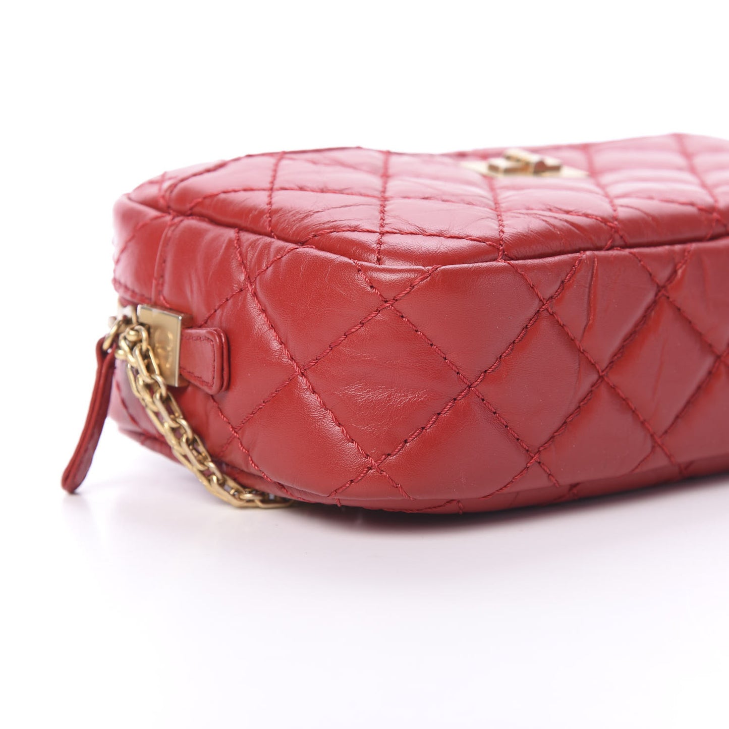 Aged Calfskin Quilted Mini Reissue Camera Case Red