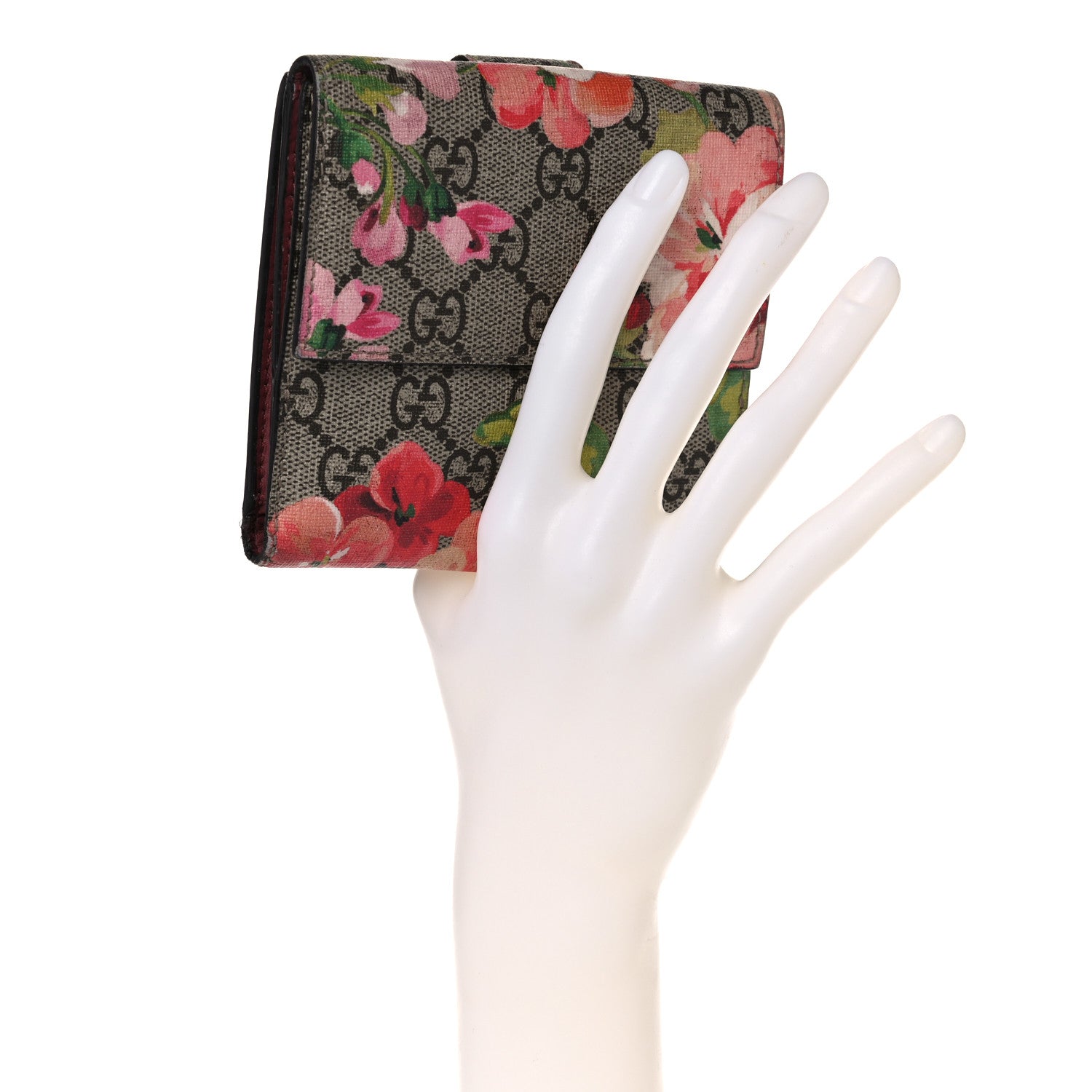 Gucci GG Supreme Monogram Blooms French Flap Wallet Beige Multicolor Dry Rose 2 of 14