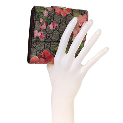 Gucci GG Supreme Monogram Blooms French Flap Wallet Beige Multicolor Dry Rose 2 of 14