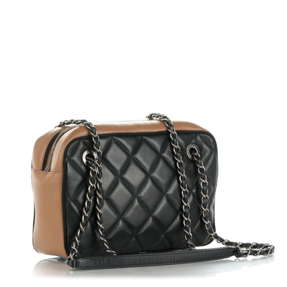 Chanel Lambskin Quilted Small Ballerine Camera Case Black Beige 4 of 8