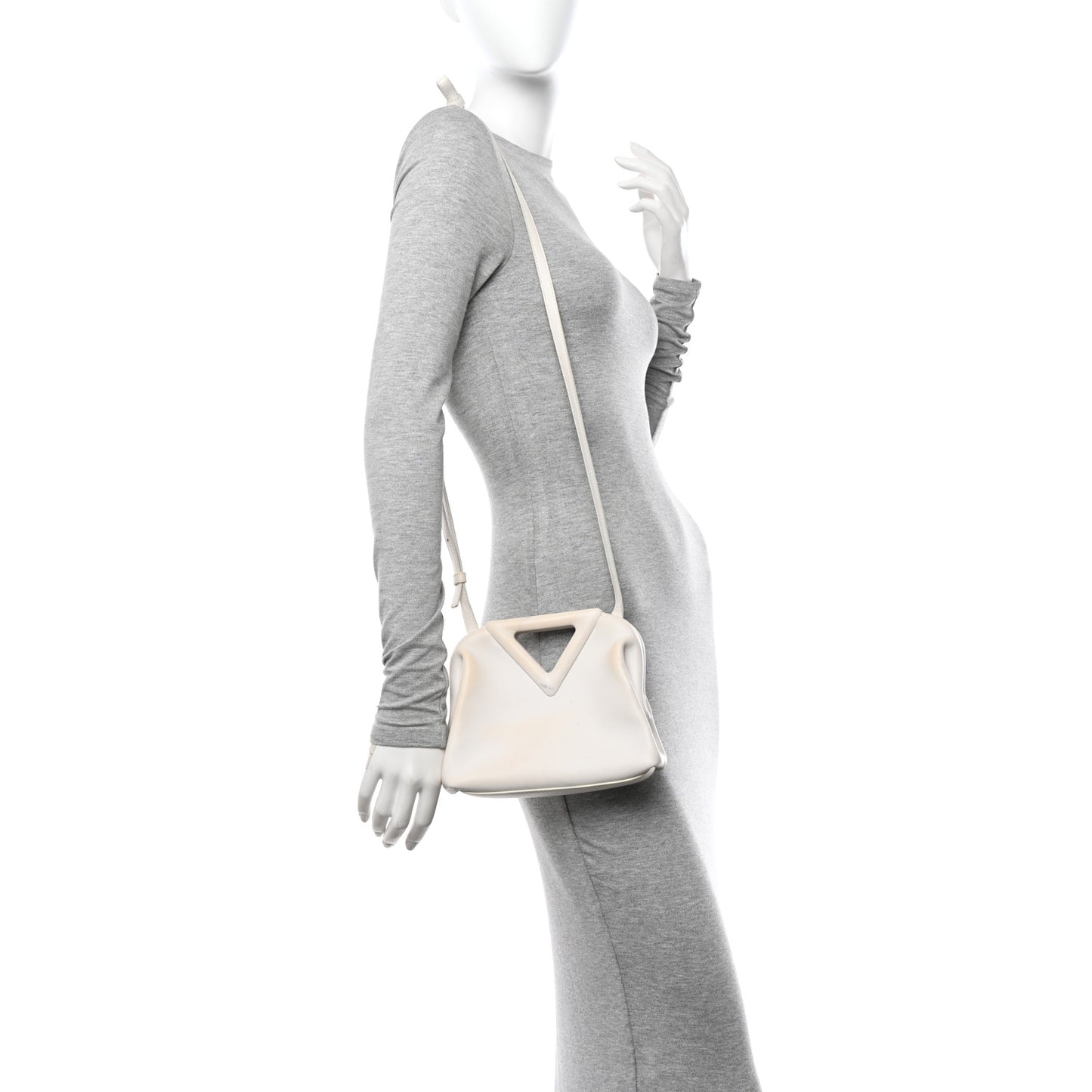 Calfskin Small The Point Triangle Bag Chalk