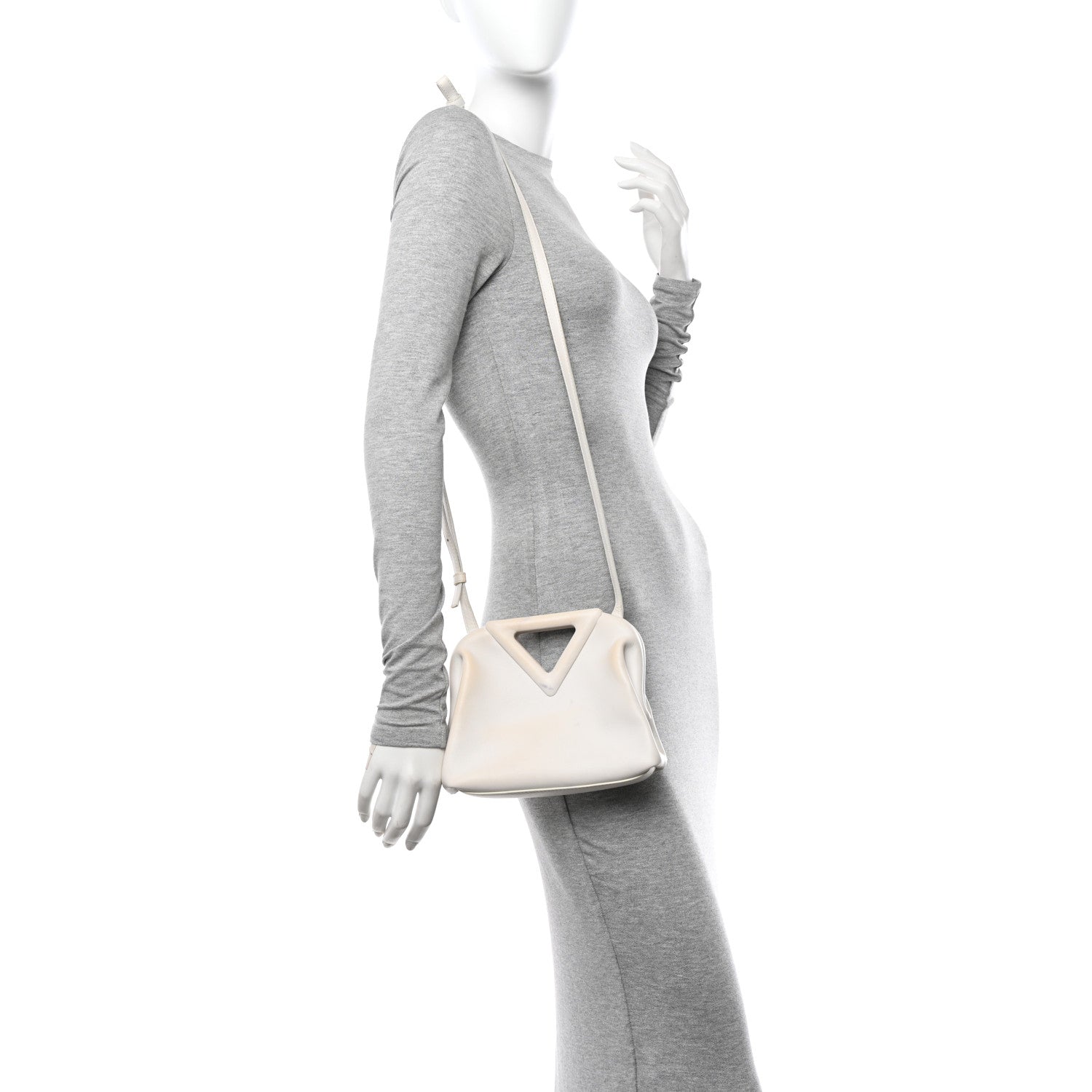 Bottega Veneta Calfskin Small The Point Triangle Bag Chalk 2 of 13