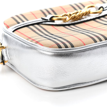 Burberry Metallic Smooth Calfskin 1983 Knight Check Link Bum Bag Silver 7 of 8