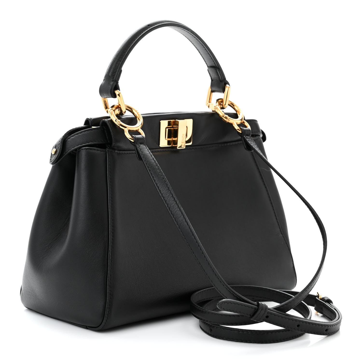 Fendi Nappa Mini Peekaboo Iconic Satchel Black 3 of 11