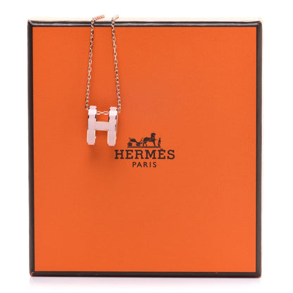 Hermes Lacquered Rose Gold Pop H Pendant Necklace Rose Dragee 8 of 8