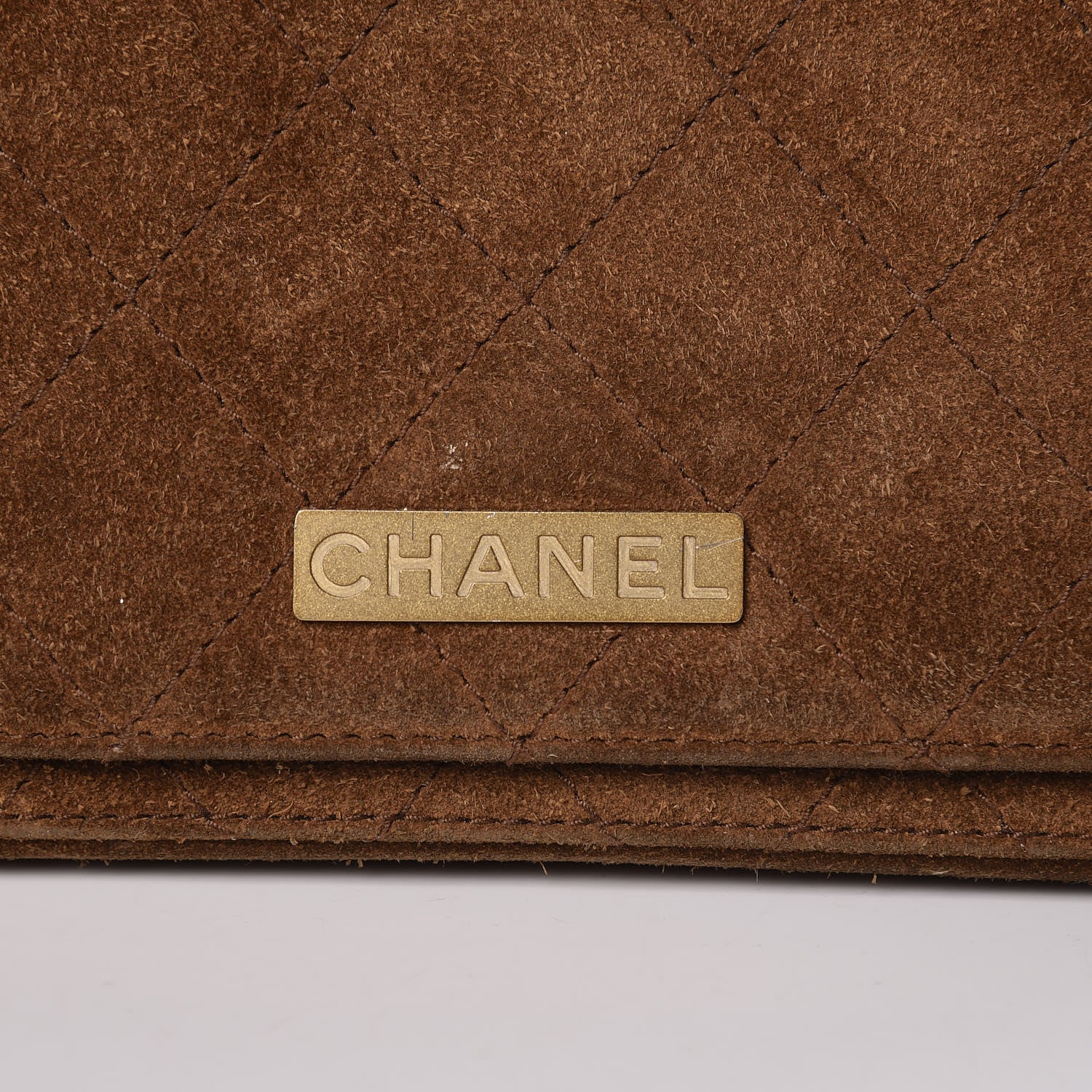 Chanel Suede Stitched Shoulder Bag Brown 8 of 16