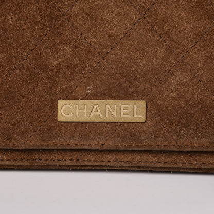 Chanel Suede Stitched Shoulder Bag Brown 8 of 16