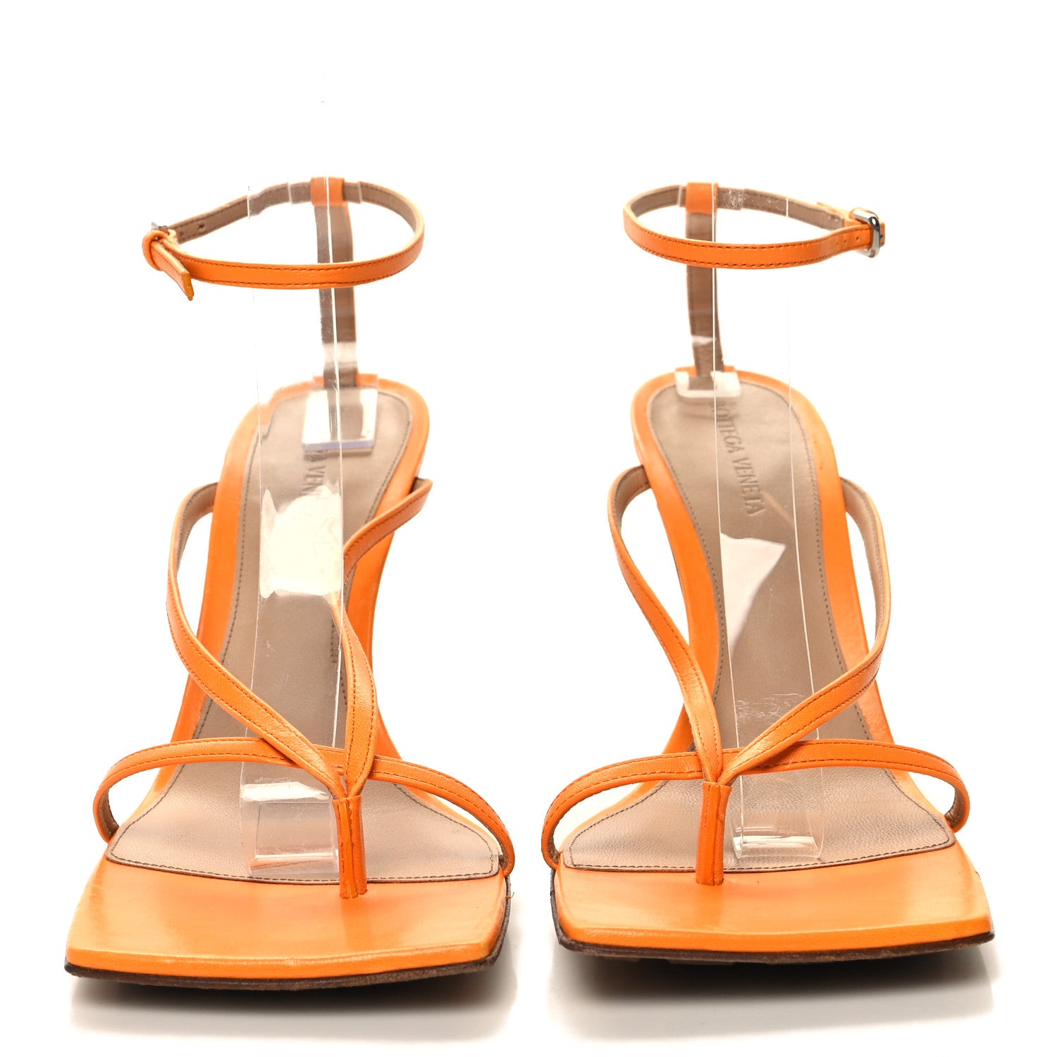 Bottega Veneta Lambskin Stretch Multi Strap 90mm Sandals 41 Tangerine 2 of 8