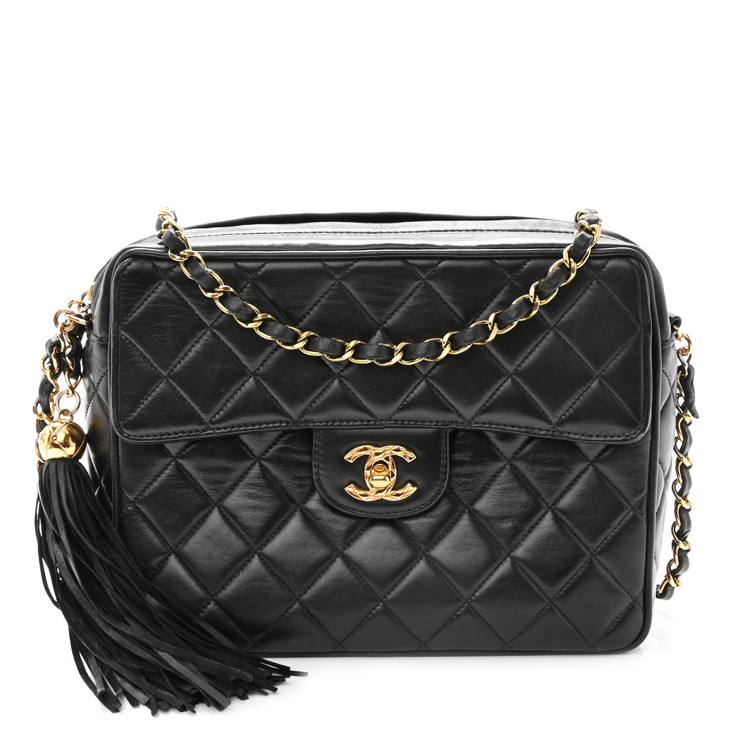 Chanel Lambskin Quilted Tassel Camera Case Black 1 of 10