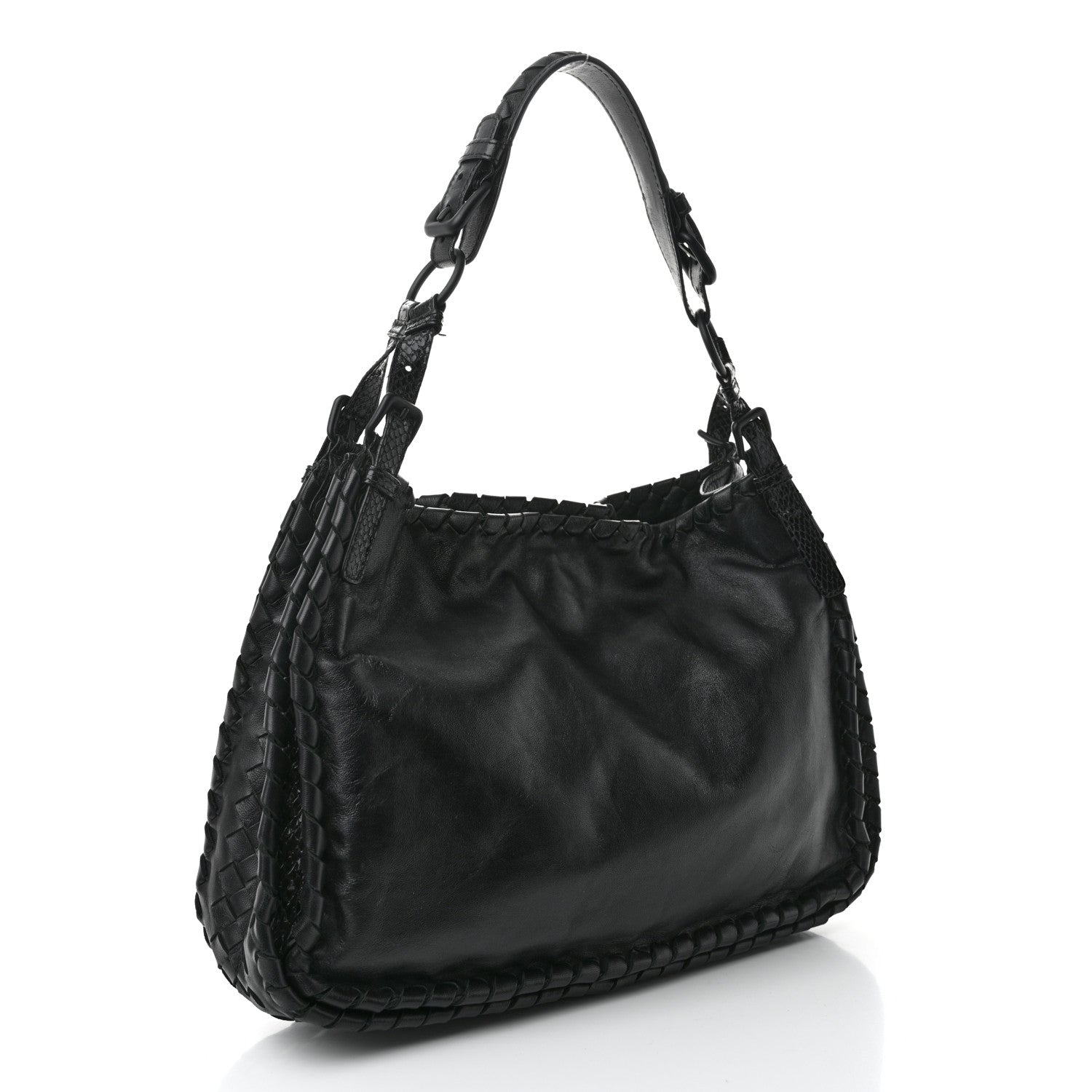Bottega Veneta Nappa Intrecciato Snakeskin Hobo Black 3 of 10