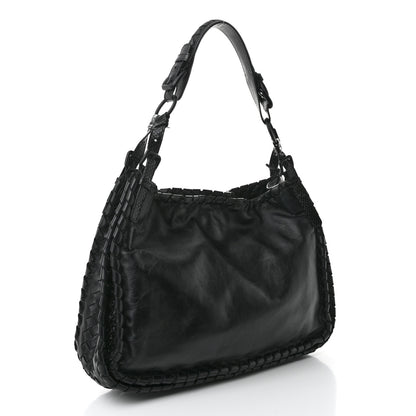 Bottega Veneta Nappa Intrecciato Snakeskin Hobo Black 3 of 10