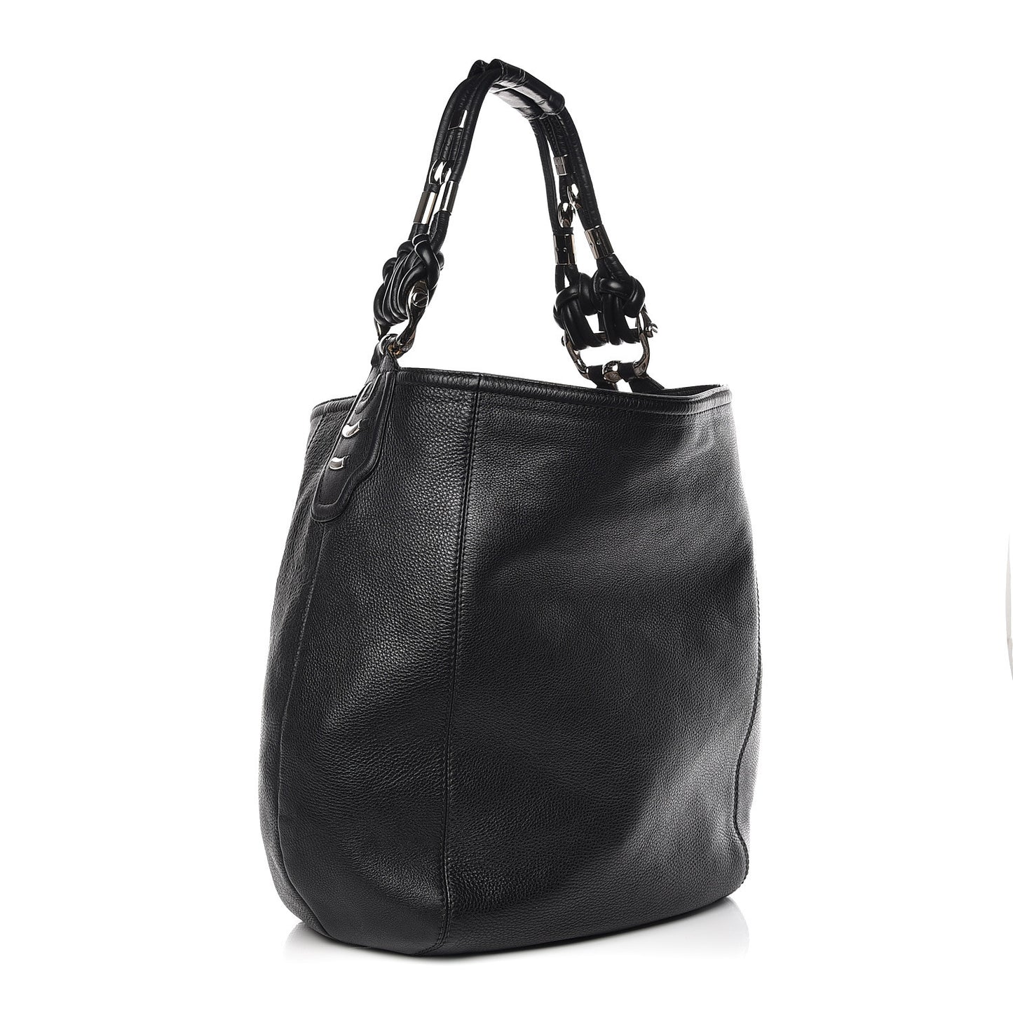 Calfskin Large Techno Horsebit Hobo Black