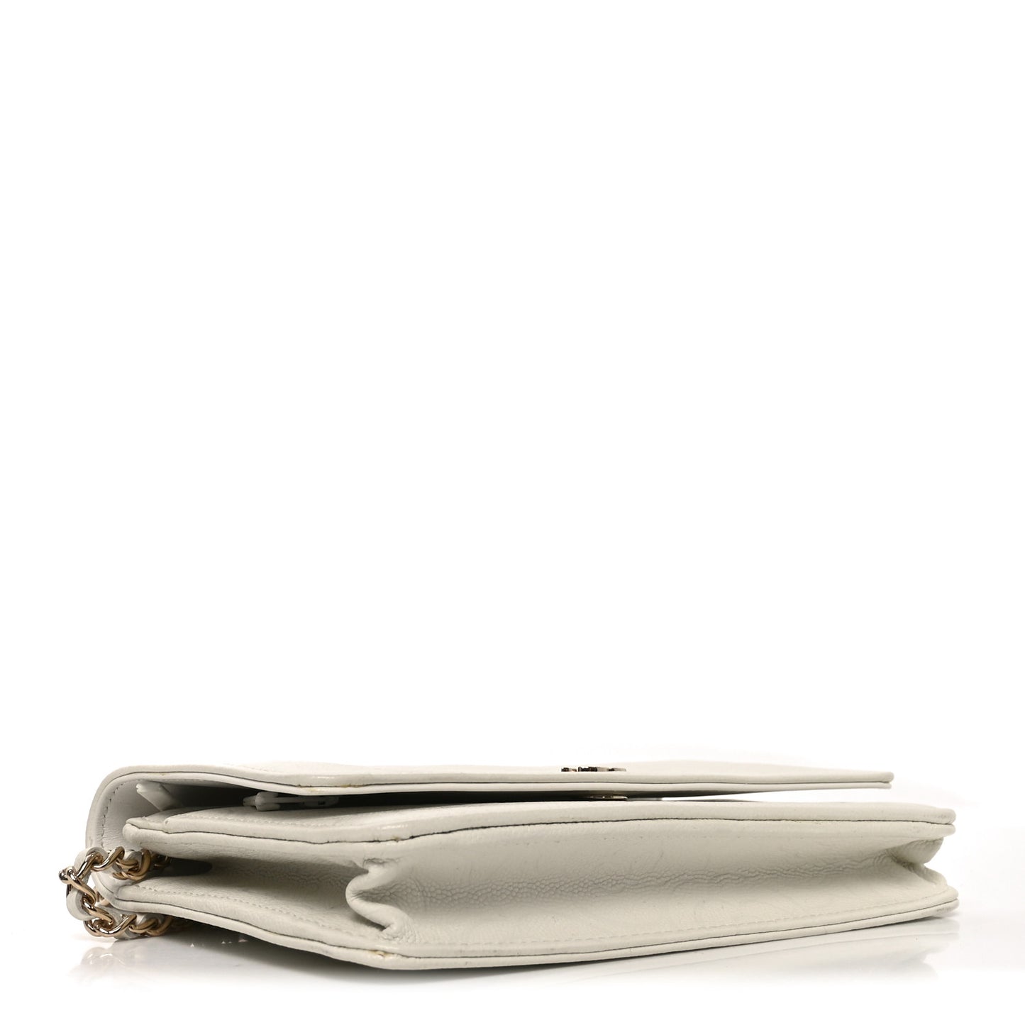 Caviar Camellia Embossed Wallet On Chain WOC White