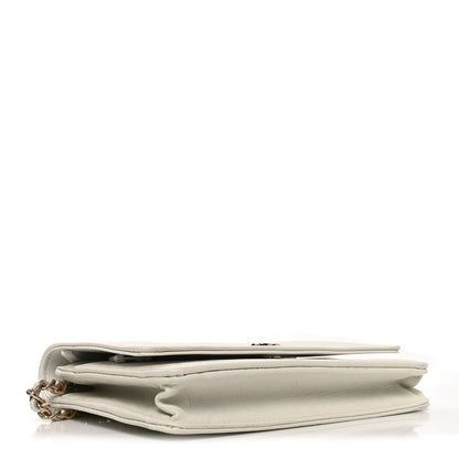 Chanel Caviar Camellia Embossed Wallet On Chain WOC White 4 of 11