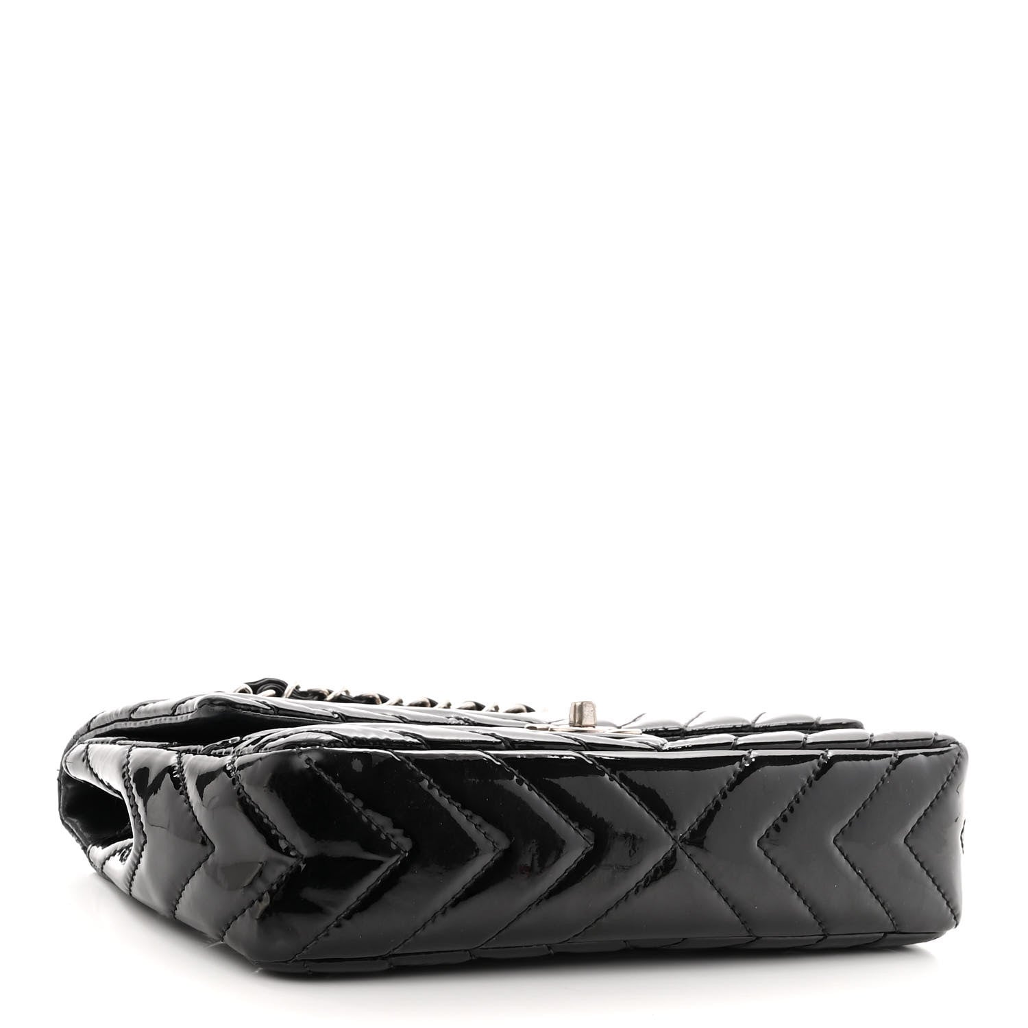 Chanel Patent Chevron Quilted Medium Single Flap Black 4 of 12