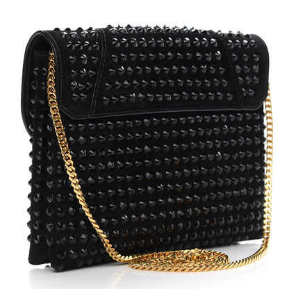 Versace Suede Studded Virtus Chain Clutch Black 3 of 9