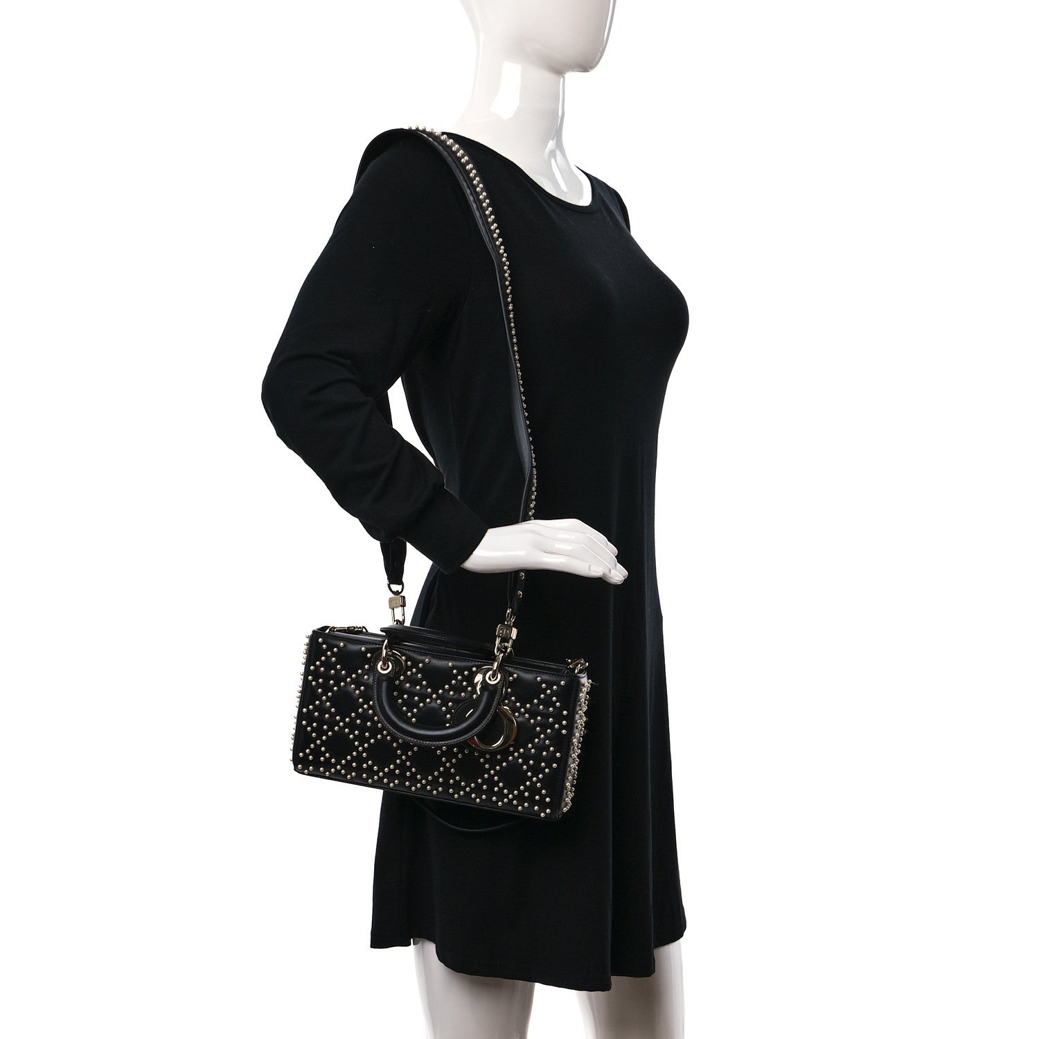 Christian Dior Lambskin Cannage Pearl Studded Small Lady D-Joy Black 3 of 7
