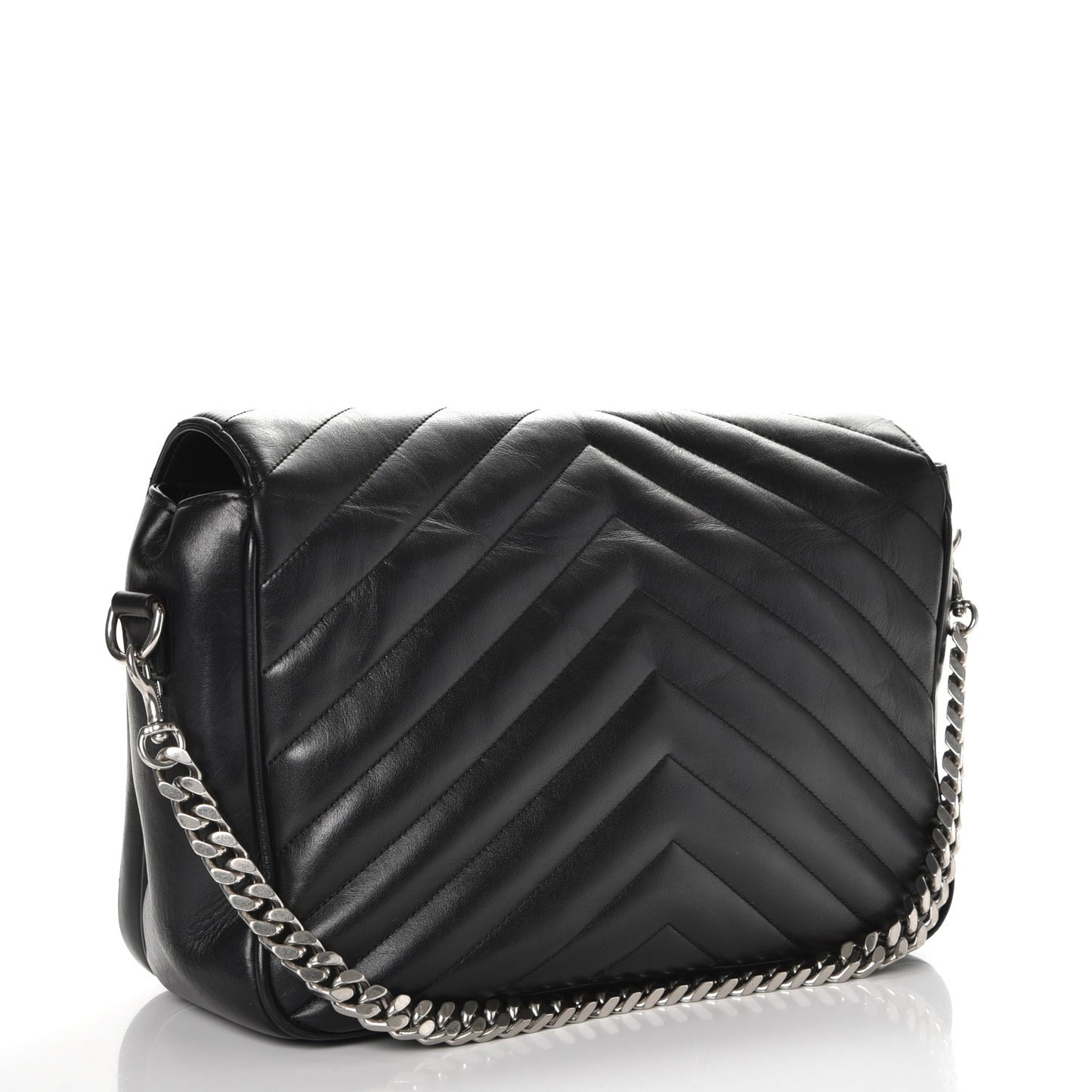 Calfskin Y Quilted Monogram Loulou Shoulder Bag Black