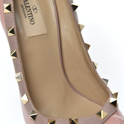 Valentino Garavani Patent Rockstud Peep Toe Platform Pumps 38.5 Pop Gardenia Poudre 10 of 13